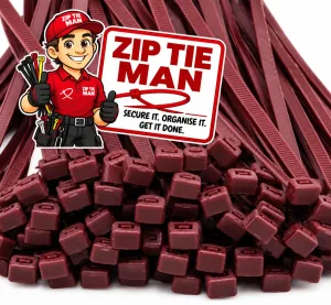 4.8mm x 200mm Maroon Cable Ties 100pcs
