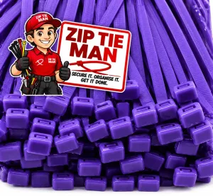 2.5mm x 200mm Striking Purple Cable Ties 100pcs