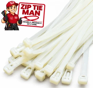 7.6mm x 200mm White Releasable Cable Ties 100pcs